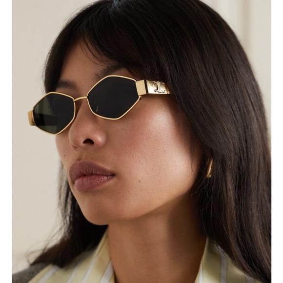 NWT Celine Hexagon Metal Triomphe 54MM Geometric Sunglasses - Picture 4 of 13